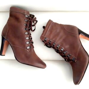 Halogen Vero Lace Up Boots Vero Cuoio Heels Sz 10M